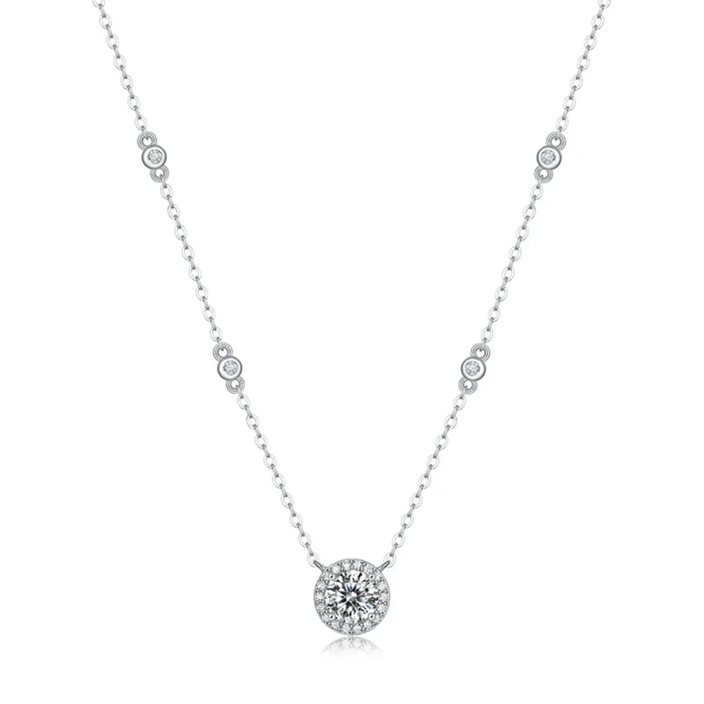 Brand New Moissanite Pendant Necklace 1CT 18K White Gold Plated offers Sterling Silver