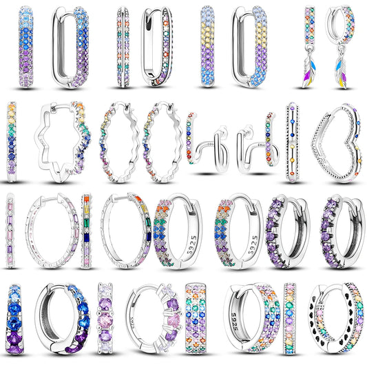 925 Sterling Silver- Rainbow collection Zircon Earrings