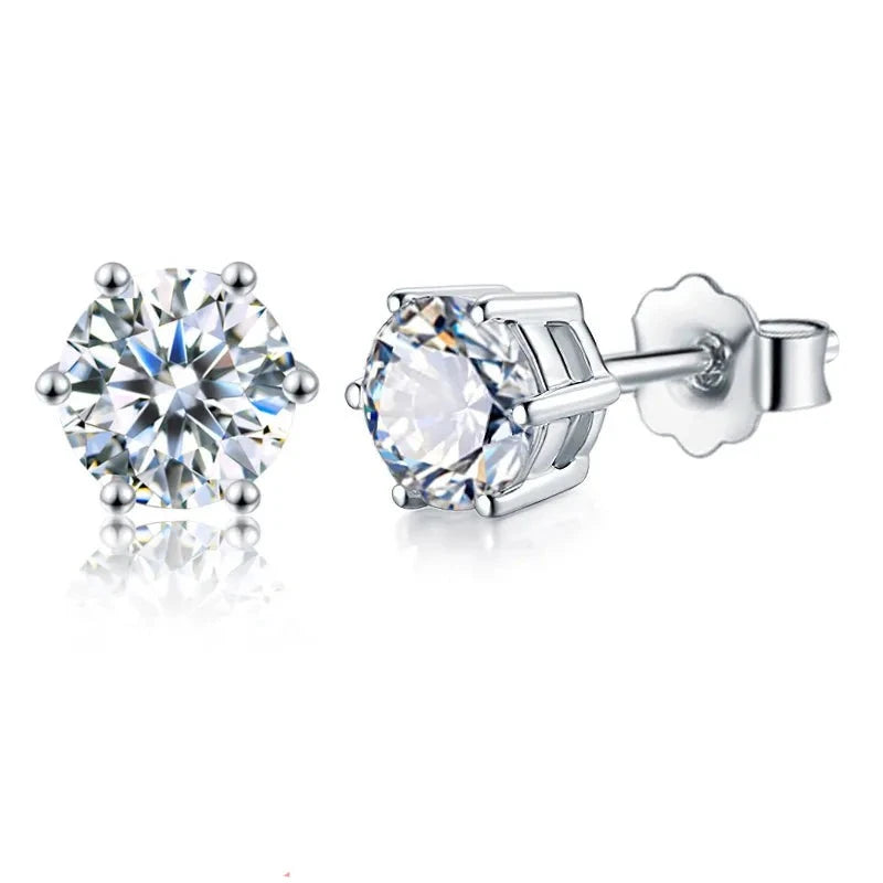 0.5ct-2ct Moissanite Earrings 925 Sterling Silver 18K Gold Plated