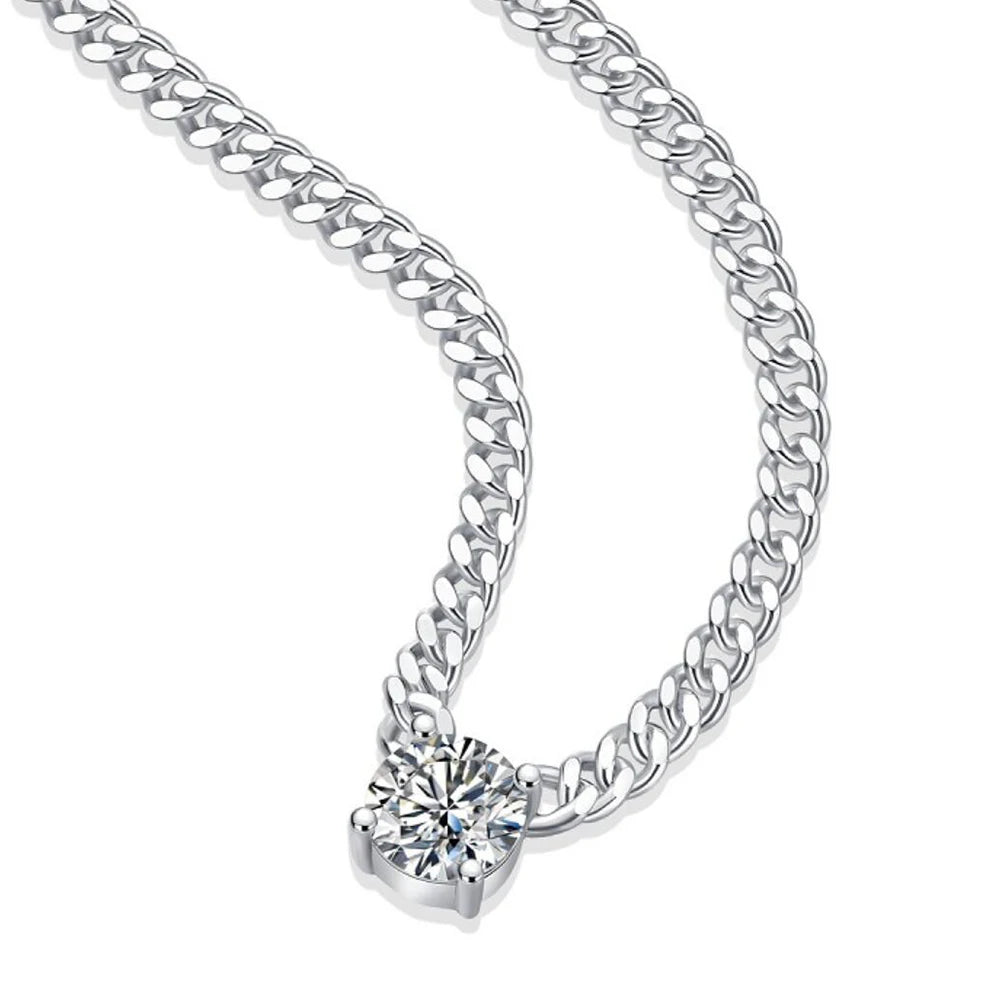 1CT Moissanite diamond Pendant Necklace  925 Sterling Silve18k White Gold Plated