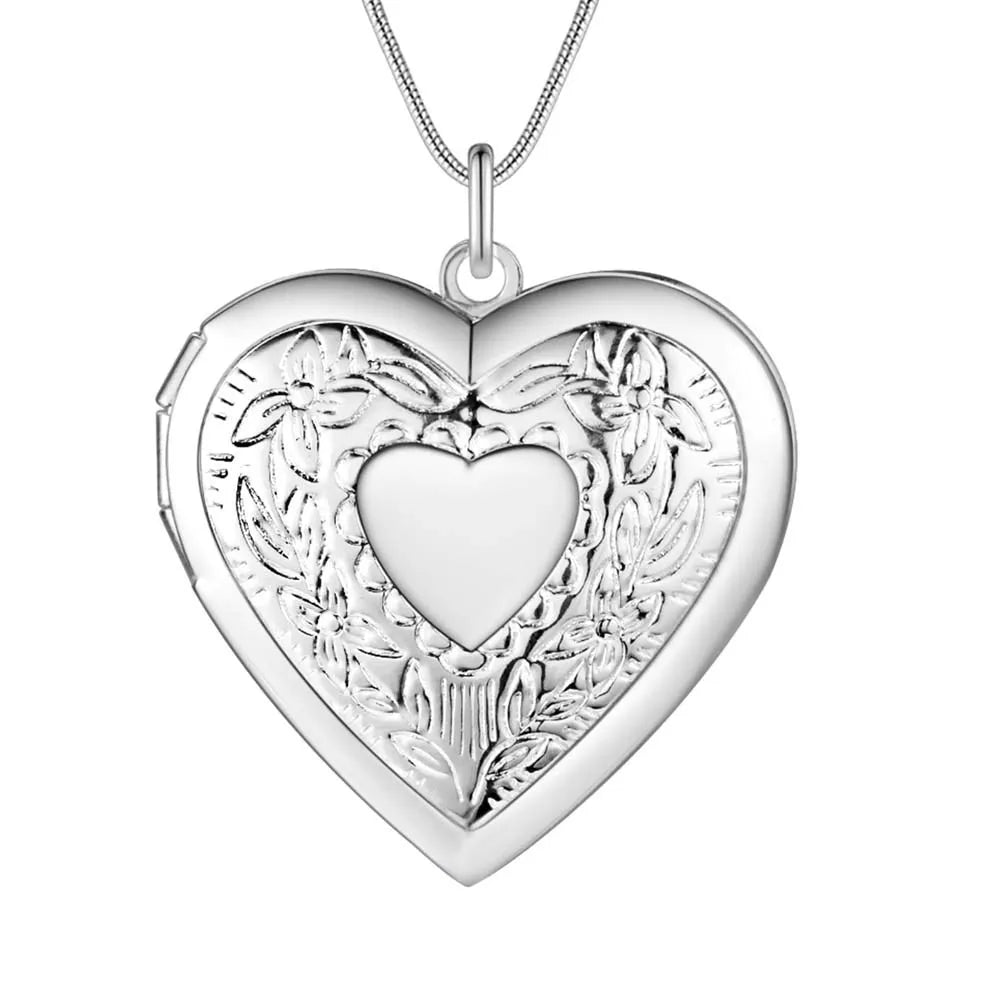 Sterling Silver 925 Photo open Frame Pendant Necklace -45cm