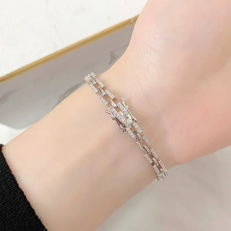 Moissanite Bracelet S925 Sterling Silver Diamond chain Bracelets