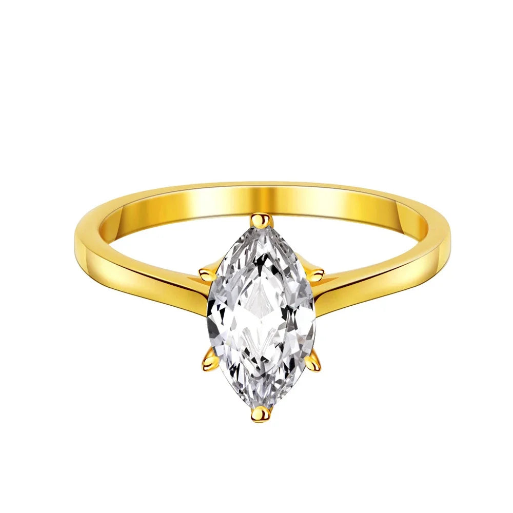 yellow gold 1CT Marquise Cut Moissanite diamond Ring 925 Sterling Silver 18k gold plated