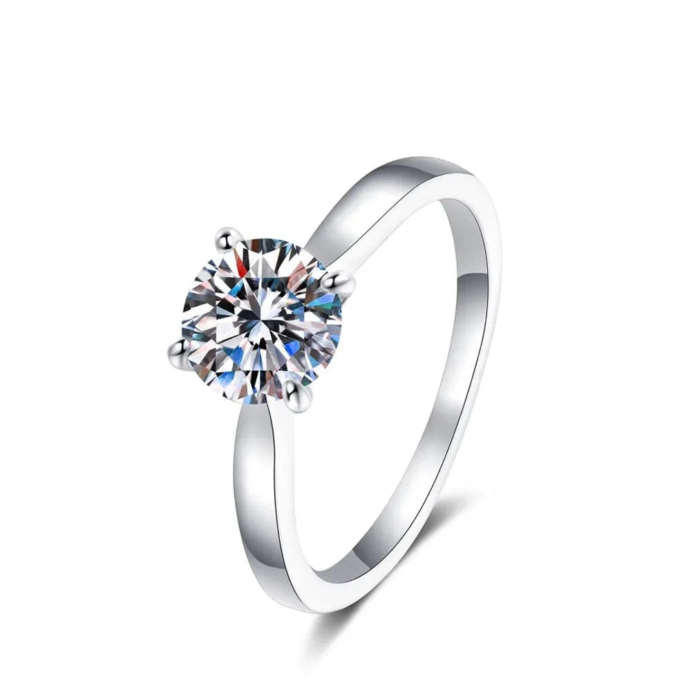 0.5 ct Moissanite classic Ring 4 Prong Solitiare Diamond Ring  s925 Sliver 18k White Gold Plated