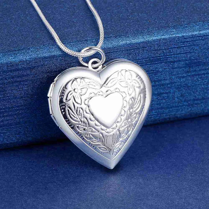 Sterling Silver 925 Photo open Frame Pendant Necklace -45cm